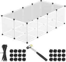 BAKAJI Plastikinis aptvaras su neslystančiu pagrindu, modulinis aptvaras, skaidrus pagrindas, jūrų kiaulytėms, žiurkėnams, triušiams (143 x 73 x 46 cm)