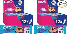 Baltymų batonėlis | "Corny Protein Crunchy Cookie" skonio | 30 % baltymų | Maloni traški formulė, džiuginanti kiekvienu kąsniu | Baltymų batonėlis be pridėtinio cukraus | Biri pakuotė 12 x 45 g (2 pakuotės)