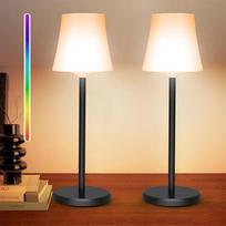 Belaidis stalinis šviestuvas, 2 vnt., LED stalinė lempa, įkraunama baterija, 3 spalvų režimai + RGB nuolatinio ryškumo naktinis šviestuvas, jutiklinis valdymas, atsparus vandeniui, IP54, skirtas svetainei, miegamajam, balkonui, valgomajam