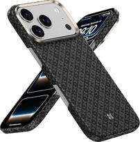BENKS itin plonas "iPhone 17 Pro" dėklas "MagSafe", pagamintas iš "Dupont Kevlar Aramid Fibre" pluošto, mobiliojo telefono dėklas "iPhone 17 Pro" dėklas, atsparus smūgiams, atsparus įbrėžimams, plonas "iPhone" dėklas, obsidiano juodos spalvos