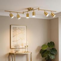 BOJIM Deckenstrahler LED 6 Flammig Spot Wohnzimmer Golden Präzise Kräftige Beleuchtung, Deckenleuchte Schwenkbar Deckenlampe GU10 Modern Lampen Wohnzimmerlampe Küchenlampe Bürolampe,Ohne Leuchtmittel