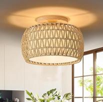 Boho lubų šviestuvas rotango šviestuvas lubų 30 cm lubų šviestuvas rotango lubų žibintai E27 krepšelio šviestuvai miegamojo šviestuvas gyvenamojo kambario šviestuvas gyvenamajam kambariui miegamasis prieškambaris W 32 cm x H 15 cm