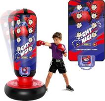 Boxziel Kinder - Interaktives Boxtraining Gerät mit Musik & Licht - Selbstklebendes Punch Target zum Aufkleben per Klett - Ideal für Boxsack - Zubehör Geschenk