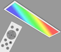 BRILONER - LED lubų šviestuvas su nuotolinio valdymo pulteliu, spalvota RGB šviesa, reguliuojama nuo šiltai baltos iki šaltai baltos spalvos, šviestuvas, lubų šviestuvas, svetainės šviestuvas, LED skydelis, virtuvės šviestuvas, 100 x 25 x 6,6 cm, baltas