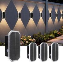 BRIMAX 4 Stück Solarwandleuchten für Außen-1800mAh Großer Akku,20% höper Solar-Effizienz,3 Farbtemperaturen(3000K/4000K/6500K),IP65 Wasserdicht,Up/Down Licht für Garten/Zaun/Balkon/Terrasse