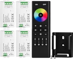 BTF-LIGHTING 5050SMD FCOB COB RGB RF nuotolinio valdymo pultas RC03RFB ir 4PCS C03RF Tuya valdiklio rinkinys 4 zonų RF 2,4 GHz belaidis grupės valdymas PWM RGB (+ R G B) 4 kontaktų LED juosta DC5V DC12V DC24V