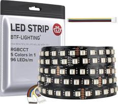 BTF-LIGHTING RGBCCT 5 spalvos 1 5050SMD LED juosta DC24V 5M 96LEDs/m 480LEDs RGB + šilta balta + šalta balta juoda PCB IP30 nelaidi vandeniui vidaus apdailai (valdiklis ir maitinimo šaltinis neįtraukti)