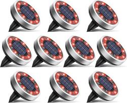 btfarm 10 Stück Solar Bodenleuchten Aussen, 8 LED Gartenbeleuchtung Solar Wasserdicht Boden Solarleuchten, Solarlampen für Außen Garten Rasen Auffahrt Gehweg Patio, Rot