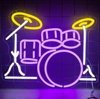 Būgnų rinkinys Neon ženklas, Neon ženklai sienų apdaila, Dimmable LED ženklai miegamajame, šviesos ženklai Baras Live Music Studio Žmogus urvas dekoracijos