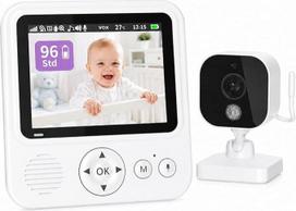 BURNNOVE Babyphone mit Kamera, Babyphone ohne WLAN, 96H VOX Akku, 720P HD, Split Screen, Bewegungserkennung, Nachtsicht, 2-Wege-Audio, Temperaturüberwachung