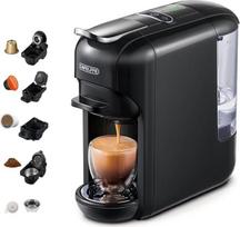 CAFELFFE MK-606 "5-in-1" kavos aparatas vienkartinėms kapsulėms, 19 barų karšto/šalto kavos virimo espreso aparatas, suderinamas su K-Cup/Nes Original/DG/44 mm ESE ir malta kava, 7 vandens lygiai, skirtas namams ir biurui, juodas