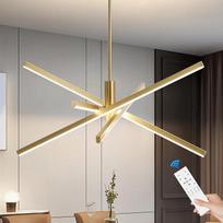 CATINER Šiuolaikinė LED liustra Auksinė 4 lempučių valgomojo kambario liustra LED Sputnik liustra Dimmable su nuotolinio valdymo pulteliu gyvenamajam kambariui Miegamasis Virtuvė Įėjimo erdvė 70 cm 25 W