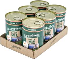 Christopherus Meat Mix, su lašiša, visavertis maistas šunims, drėgnas maistas, 6 x 400 g