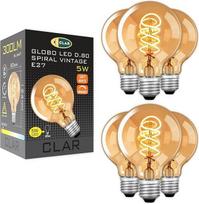 CLAR - LED vintažinė lemputė E27 G80 5W, gintarinė, Edisono retro lemputė (6 vnt.)