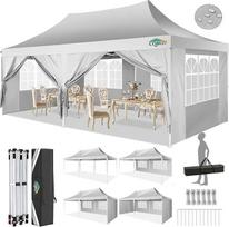 COBIZI Pavillon 3x6,Faltpavillon 3x6 Wasserdicht Stabil Winterfest, Sofort aufklappbare Vordächer Outdoor Gartenzelt mit 6 Seitenteilen, für Party Garten Festival, Weiß