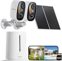 COOAU 4MP lauko saulės stebėjimo kamera, 2,5K belaidė WLAN akumuliatoriaus kamera, stebėjimo lauke su 64G vietine atmintimi, 5GHz/2,4GHz, be mėnesinių mokesčių, spalvotas naktinis matymas, 2 vnt.