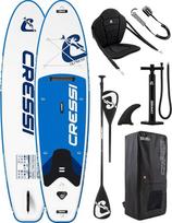 CRESSI seit 1946 - Ultra Isup Kayak Set - Aufblasbares SUP Board mit Sitz Erwachsene Große Stabilität Strapazierfähigkeit Komplett Zubehör Paddel Flosse Pumpe Tasche - Weiß/Blau_320x81x8 cm Max 130 kg
