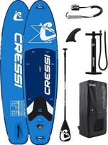 Cressi seit 1946 - Ultra Isup Set - Aufblasbares SUP Board für Erwachsene Große Stabilität Strapazierfähigkeit Komplett Zubehör Paddel Flosse Pumpe Leine Tasche - Blau_320x81x8 cm Max 130 kg