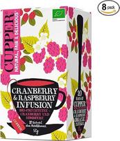 Cupper Fruit Tea Cranberry & Raspberry Infusion, spanguolių ir aviečių arbata, aromatizuota (20 x 2,5 g), pakuotė po 8 vnt.