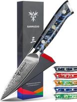 Damasko peilis 9 cm geležtė - japoniškas vaisvandenių ir daržovių peilis - VG 10 Damasko plieno virtuvinis peilis su dervos rankena - Xuan serija (Star Black)