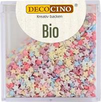 DECOCINO Ekologiškos konfeti žvaigždutės - 50 g - veganiški cukraus pabarstukai iš ekologiško vynuogių cukraus, skirti tortams, pyragams ir desertams puošti ir dekoruoti