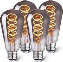 Dekoratyvinė LED lemputė E27, 1800 K, 4 W, tamsus apšvietimas, senovinė Edisono lemputė, reguliuojamas apšvietimas, retro siūlelio dizainas, idealiai tinka kavinėms, barams ir dekoratyviniam apšvietimui, dūminis stiklas ST64, 4 vnt.