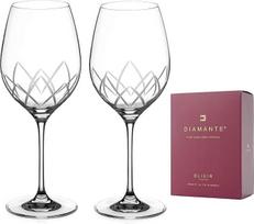 DIAMANTE Lotus Collection Raudonojo vyno taurės Pair Hand-Cut Crystal Wine Goblets Set of 2