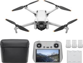 DJI Mini 3 Fly More Combo (DJI RC) - lengvas ir sulankstomas mini kameros dronas su 4K HDR vaizdo įrašu, 38 min. skrydžio trukme, realiu vertikaliu fotografavimu ir išmaniosiomis funkcijomis