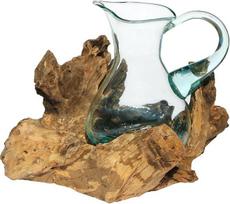 Dovanų apdaila Gamal Burl Wood 1,5 L Jug stiklo vazos šaknų mediena tikmedžio mediena Jug L