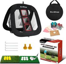 DURARANGE Pop-Up Golf Chipping Tinklas su dvigubu durpių smūgio kilimėliu, 6 Driving Range Golfo kamuoliukai, 6 treniruočių putplasčio kamuoliukai ir Tees Combo, Target Swing Training Aids Backyard Indoor Outdoor