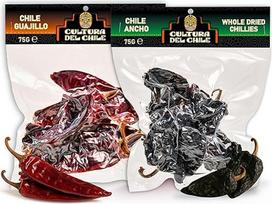 Džiovintos Meksikos aitriosios paprikos (75g Guajillo ir 75g Ancho, iš viso 150g) - natūralios, nuo švelniai iki vidutiniškai aštrių, suteikiančios autentišką meksikietišką skonį, idealiai tinka Birria Tacos