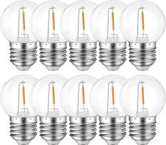 E27 LED 1 W lemputės, E27 G45 LED, šiltai balta 2700 K, E27 LED lemputė, 230 V, dekoratyvinės lemputės, skirtos vakarėlių apšvietimui, pasakų žibintai, skaidrios, plastikinės, pakuotė po 10 vnt.