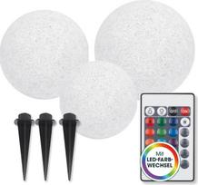 EASYmaxx Saulės šviesos rinkinys su keičiamos spalvos LED saulės šviesos rinkiniu Akmens išvaizdos saulės kamuolių rinkinys Saulės kamuolių rinkinys, atsparus oro sąlygoms 3 saulės kamuolių rinkinys, įskaitant nuotolinio valdymo saulės šviesos komplektą A