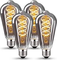 Edisono senovinė lemputė, E27 LED Vintage Dimmable 4 W ST64, E27 LED šiltai balta 2400 K retro lemputė, idealiai tinkanti nostalgijai ir retro apšvietimui - dūmų pilkos spalvos stiklas - 4 vnt.