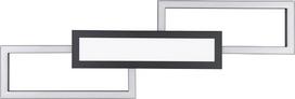 EGLO Monirote LED lubų šviestuvas minimalistinis su nuotolinio valdymo pulteliu, reguliuojamo ryškumo svetainės kambario šviestuvas, pagamintas iš juodo metalo ir balto plastiko, virtuvės šviestuvas, šiltos baltos/šaltos baltos spalvos, L 78 cm