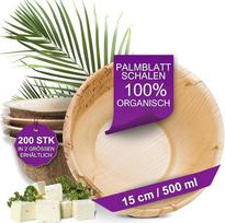 Ekologiški palmių lapų dubenėliai - 200 dubenėlių, kurių skersmuo 15 cm / 500 ml - aukščiausios kokybės vienkartiniai indai, kuriuos galima kompostuoti - vienkartiniai dubenėliai - palmių lapų sriubos dubenėlis