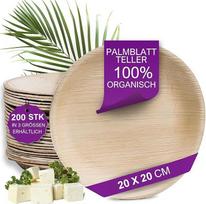 Ekologiški palmių lapų stalo indai - 200 vnt., apvalūs, 20 cm skersmens, kompostuojami - ekologiški, aplinkai nekenksmingi stalo indai - palmių lapų lėkštės