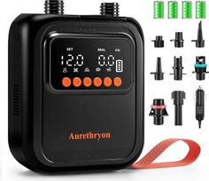 Elektrinis SUP siurblio akumuliatorius su šviesa, nešiojamas aukšto slėgio oro siurblys (20 PSI), automatiškai išsijungiantis, 12 V DC ir C tipo, su 7 purkštukais, skirtas stovinčiai irklentei, oro čiužiniams, baidarėms, palapinėms, valtims ir baseinams
