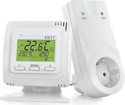 ELEKTROBOCK FRT7B3 Belaidis kambario termostatas su stovu, pastatomas bet kurioje vietoje, su imtuvu, didelio nuotolio, skirtas elektriniam ir infraraudonųjų spindulių šildymui, baltos spalvos