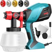 ENEACRO HVLP dažų purškimo sistema 700 W dažų purškimo pistoletas su 1200 ml talpykla, 5 žalvariniai purkštukai (1-3 mm), reguliuojamas srauto greitis ir purškimo kampas, 360° reguliuojamas purškimo modelis