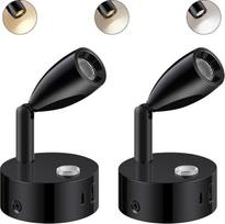 ERWEY 2 x 12 V LED skaitymo lempos, namelis ant ratų, nuolatinio ryškumo ir 3 spalvų temperatūros režimai, lovos lempa, sieninis šviestuvas su įkrovimo funkcija, USB A+C jungtys, skirtas automobiliui, furgonui, karavanui, vidaus apšvietimui, juodos spalvo