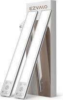 EZVALO spintelės apšvietimas LED 37 cm, 134 LED spintelės lemputė belaidė su judesio jutikliu, 4200 mAh įkraunama, 3 spalvų režimai, reguliuojamo apšvietimo spintelės lemputė, skirta spintelėms, virtuvei, sidabrinė (2 vnt.)