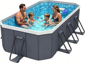 Faltbarer Pool für Kinder und Erwachsene, nicht aufblasbarer Rahmen, oberirdisch, Outdoor-Schwimmbecken, Kinderpools, verdickte Unterstützung, Hundepool, Garten, Hinterhof (300 cm)