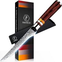 FANTECK Damasko atkaulinimo peilis, 14 cm žuvies filė peilis, virtuvinis peilis, profesionalus peilis, pagamintas iš VG-10, 67 sluoksnių damaskinio plieno, virėjo peilis, žuvies peilis su Pakka medine rankena [Dovanų pakuotė]