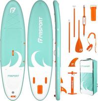 FBSPORT Stand Up irklavimo lenta Surfboard Surfboard SUP pripučiama lenta su pompa 335 x 84 x 15 cm krepšys SUP priedai su neslystančiu deniu irklas tinka paaugliams suaugusiems