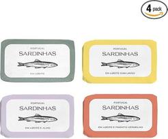 Feinkost Machado - 4 sardinių alyvuogių aliejuje rinkinys (po 160 g) | Klasikinės, su citrina, česnakais ir pipirais | Viduržemio jūros gėrybės iš Portugalijos - švelnios, aštrios ir aromatingos | Puikiai tinka salotoms ir užkandžiams