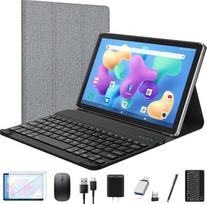 FEONAL "Android" planšetinis kompiuteris 10 colių, "2-in-1" planšetinis kompiuteris su klaviatūra, 5G WiFi "Android 14" planšetinis kompiuteris - 8GB RAM + 128GB ROM (1TB TF), "Bluetooth 5", aštuonių branduolių, 1080FHD, 21MP kamera, 8000mAh, GMS sertifik