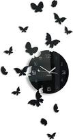 FLEXISTYLE Didelis modernus sieninis laikrodis "Butterfly Round" 30 cm 15 drugelių Gyvenamasis kambarys Miegamasis Vaikų kambarys Gaminta ES