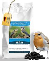 Futterbauer 25 kg juodųjų saulėgrąžų sėklų popieriniame maišelyje paukščiams, 100 % natūralios, aukštos kokybės energijos šaltinis laukiniams paukščiams, daug riebalų ir vitamino E, valytos ir džiovintos su lukštais, derlius 2025 m.