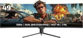 GAMEPOWER DQ49 49 colių itin plataus išlenkimo lenktas žaidimų monitorius, 120 Hz, 1 ms, DQHD 5120x1440, 32:9 VA skydelis, HDR400, adaptyvioji sinchronizacija, reguliuojamas aukštis, integruotas garsiakalbis, HDMI ir DP kompiuterio ekranas